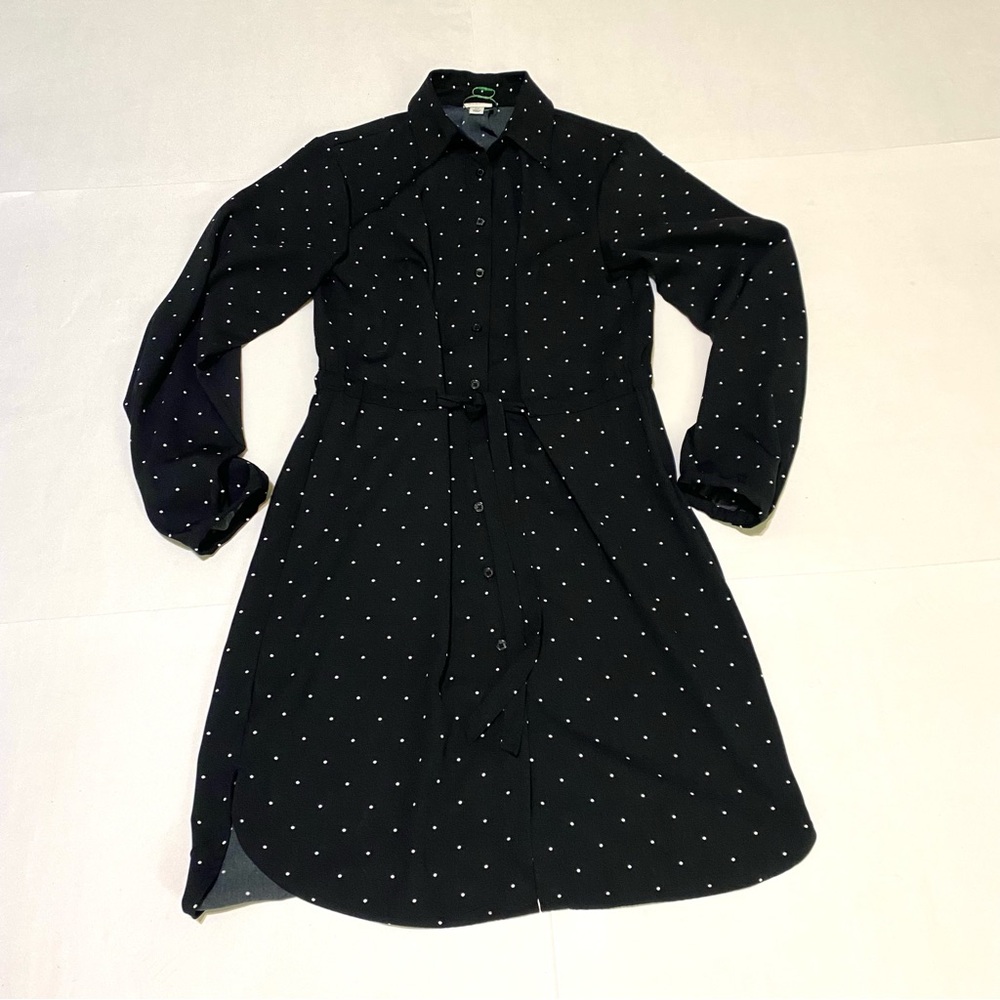A New Day Black and White Polka Dot Shirt Dress